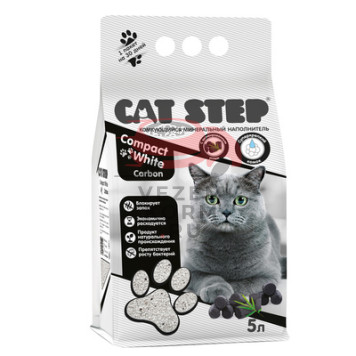 Наполнитель для кошек CAT STEP Compact White Carbon комкующийся, минеральный-0